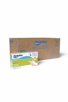 Dolphin Pudralı Lateks Muayene Eldiveni L Beden 100 Adet x 20 Paket - MDR - Koli