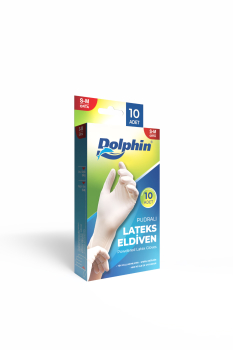 Dolphin Pudralı Lateks Muayene Eldiveni M Beden 10 lu Kutu | 1 Paket - 1