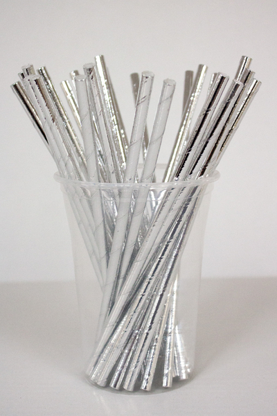Dolphin Metalize Gümüş Kağıt Pipet 6mm x 19,5cm - 25 Adet - 1