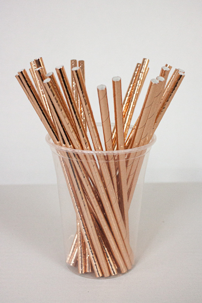Dolphin Kağıt Pipet Metalize Rose Gold 22cm 25li - 1