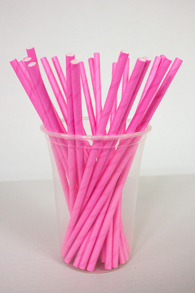 Dolphin Kağıt Pipet Pembe 22cm 25li - 1