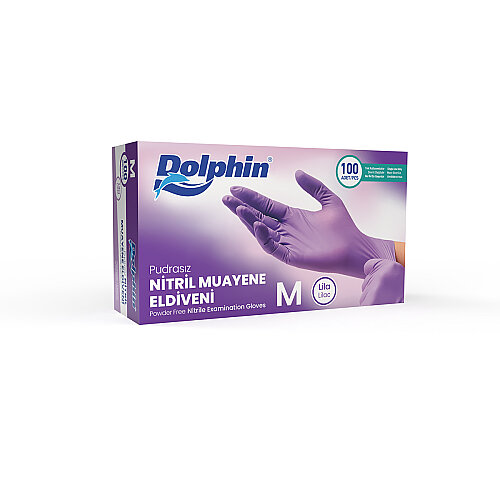 Dolphin Lila Nitril Muayene Eldiveni M Beden 100 Adet - MDR