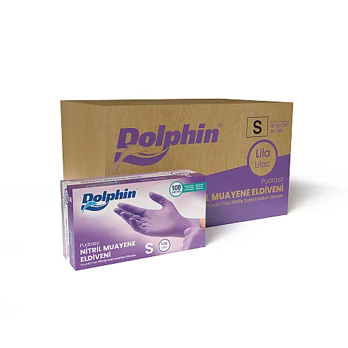 Dolphin Lila Nitril Muayene Eldiveni S Beden 100’lü Kutu | 20 Paket - Koli
