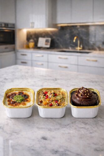Dolphin Muffin Kek Kapsülü Kare Beyaz-Altın 25 Adet - 1