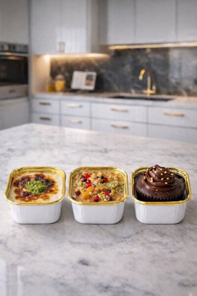 Dolphin Muffin Kek Kapsülü Kare Beyaz-Altın 25 Adet - 1