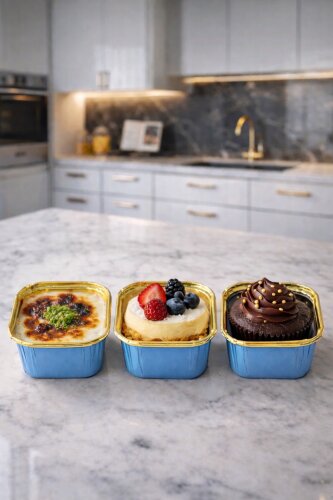 Dolphin Muffin Kek Kapsülü Kare Mavi-Altın 25 Adet
