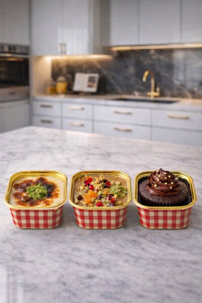 Dolphin Muffin Kare Pötikare Kırmızı-Altın Kek Kapsülü 25 Adet - 1