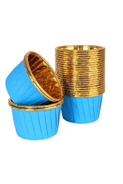 Dolphin Muffin Kek Kapsülü Mavi-Altın 60 Paket x 25 Adet - 1