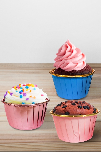 Dolphin Muffin Kek Kapsülü Pembe-Altın 25 Adet - 3