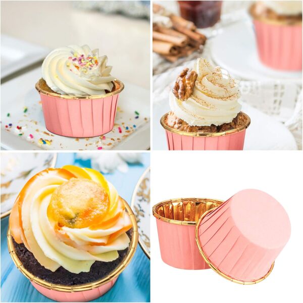 Dolphin Muffin Kek Kapsülü Pembe-Altın 25 Adet - 4