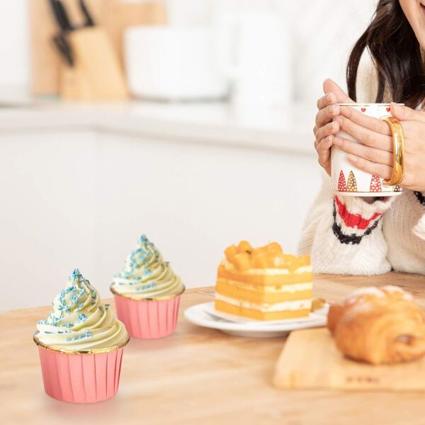 Dolphin Muffin Kek Kapsülü Pembe-Altın 25 Adet - 7