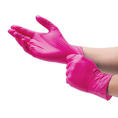 Dolphin Pembe Nitril Muayene Eldiveni M Beden 100’lü Kutu | 20 Paket - Koli - 2
