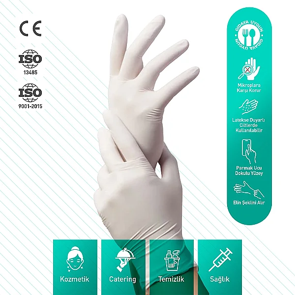 Dolphin Pudrasız Nitril Eldiven Beyaz M Beden 100 Adet | 20 Paket - Koli - 2