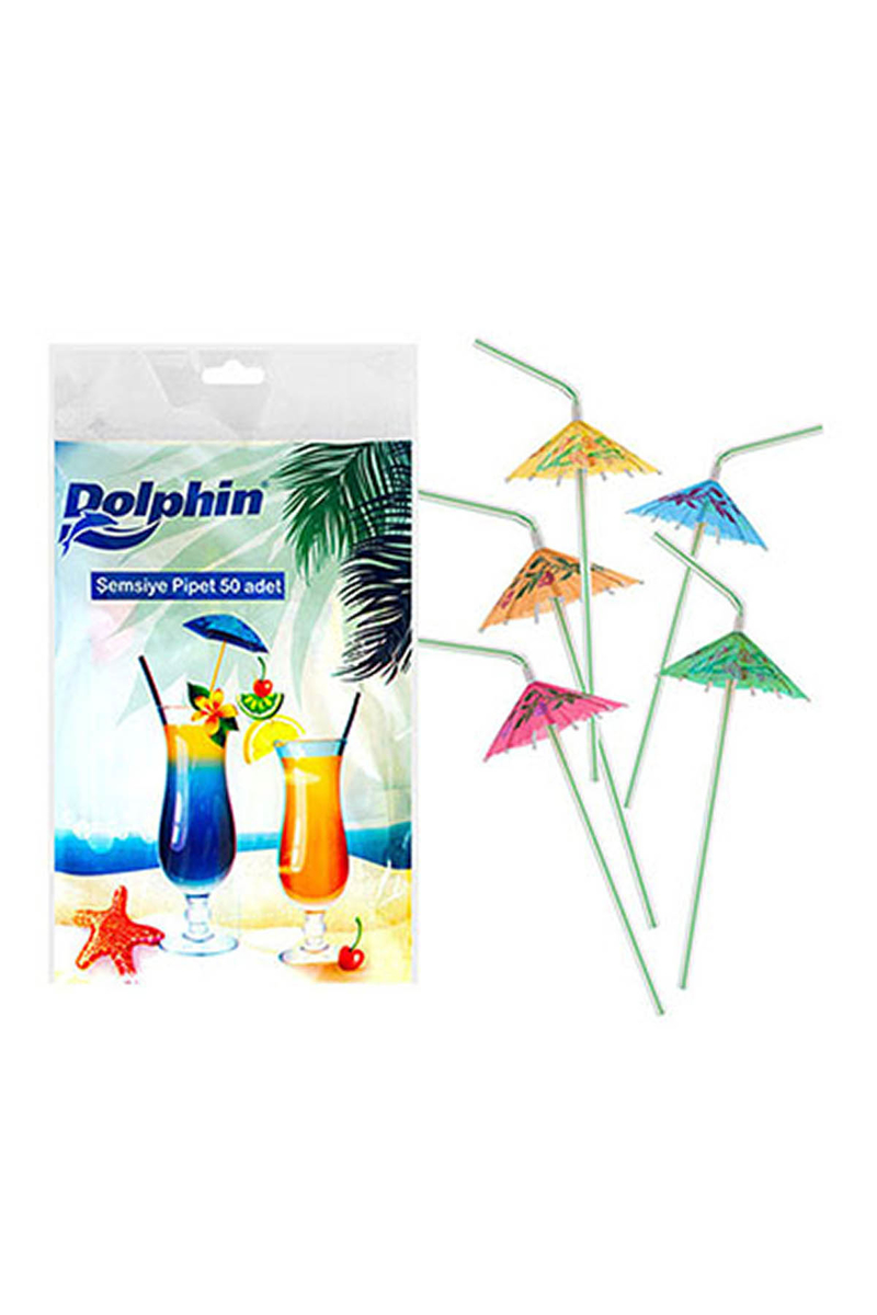 Dolphin Şemsiye Dekoratif Pipet 50 Adet - 1