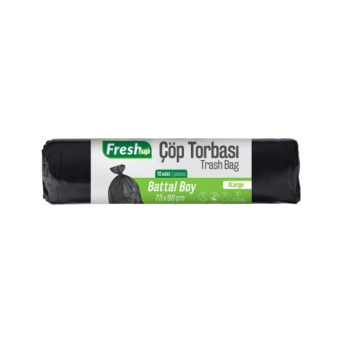 Fresh-Up Çöp Torbası Battal Boy 75 * 90cm 140g Siyah 10 Adet