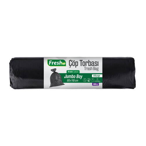 Fresh-Up Çöp Torbası Jumbo Boy 80*110 cm Siyah 10 Adet