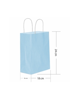 Roll-Up Kraft Çanta Açık Mavi Küçük Boy 18 * 24 cm 25 Adet