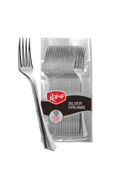 Roll-Up Metal Görünümlü Plastik Çatal 18 Adet