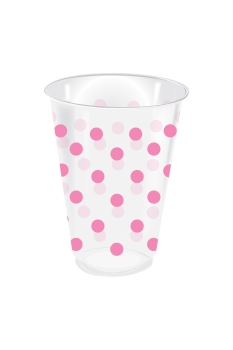 Roll-Up Plastik Bardak Pembe Puantiyeli 250 cc 25 Adet