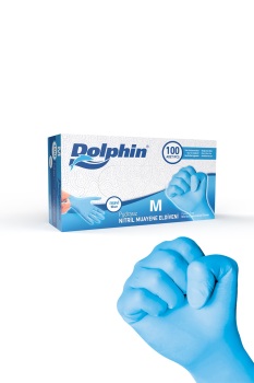 Dolphin Pudrasız Mavi Nitril Muayene Eldiveni M Beden | 1 Kutu - MDR