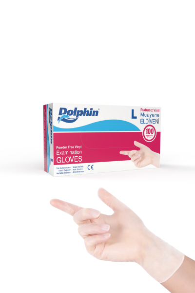 Dolphin Beyaz Vinil Eldiveni Pudrasız L 100 Adet - 1