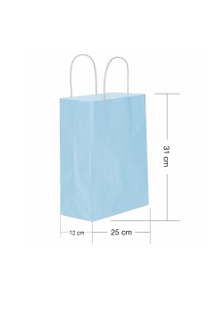 Roll-Up Kraft Çanta Açık Mavi Orta Boy 25 * 31 cm 25 Adet