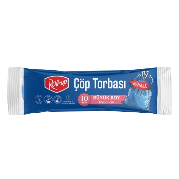Roll-up Çöp Torbası Büyük Boy Büzgülü 65*70 cm  10 Adet - 1