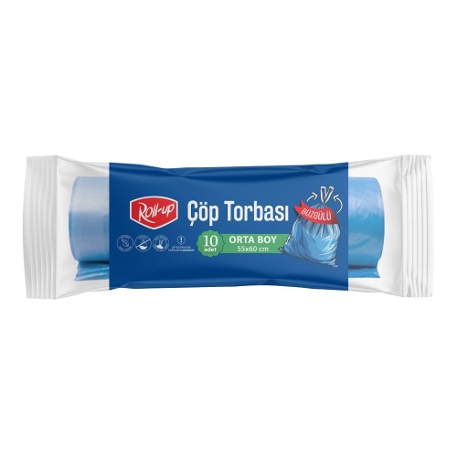 Roll-up Orta Boy Büzgülü Çöp Torbası 55*60 cm  10 Adet