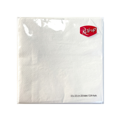 Roll-Up Kağıt Peçete Beyaz 33 * 33 cm 20 Adet