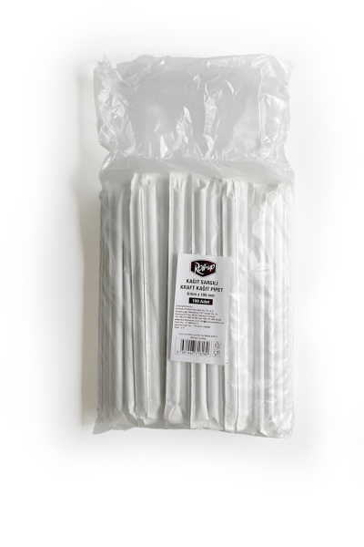 Roll-Up Frozen Kağıt Pipet Kraft Kağıt Sargılı 8mm x 19,5cm - 100 Adet - 3