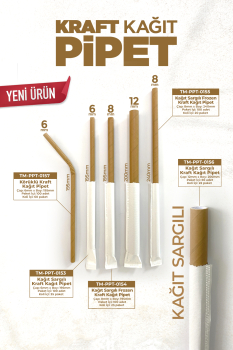 Roll-Up Frozen Kağıt Pipet Kraft Kağıt Sargılı 8mm x 19,5cm - 100 Adet - 4