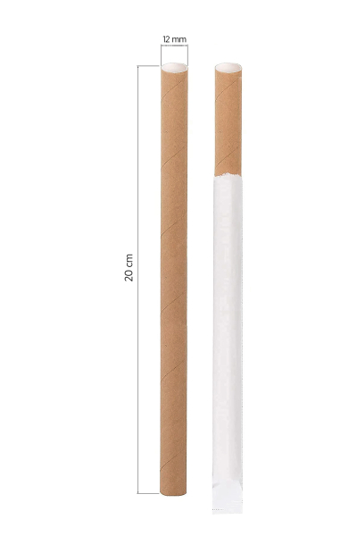 Roll-Up Kraft Kağıt Pipet Kağıt Sargılı 12mm x 20cm - 50 Adet - 1