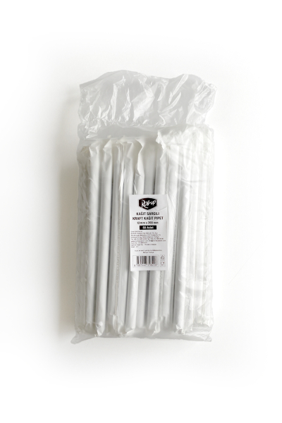 Roll-Up Kraft Kağıt Pipet Kağıt Sargılı 12mm x 20cm - 50 Adet - 3