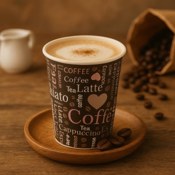 Roll-Up Cafe Baskılı Karton Bardak 7 Oz Kahverengi 10 Adet - 2