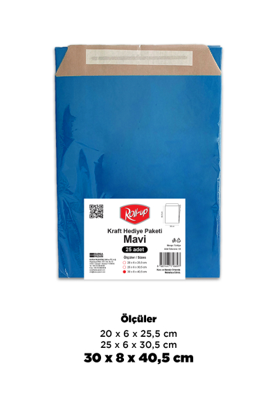 Roll-Up Kraft Hediye Paketi Mavi 30 * 41 cm 25 Adet - 1