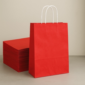 Roll-Up Kraft Çanta Kırmızı Küçük Boy 18 * 24 cm 25 Adet