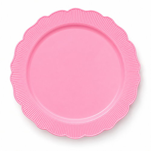 Roll-Up Plastik Kalın Tabak Büyük 26 cm Pembe 6 Adet