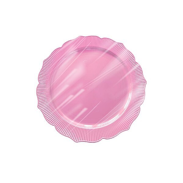 Roll-Up Plastik Kalın Tabak Küçük 18 cm Pembe 6 Adet - 1