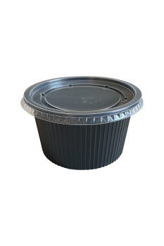 Şeffaf Kapaklı Plastik Çorba Kasesi Siyah 16oz 11x6cm 30lu - 1
