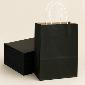 Roll-Up Kraft Çanta Siyah Büyük Boy 31 * 41 cm 25 Adet